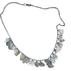 Abalone Carved Sea Shell Silver Toned Necklace
